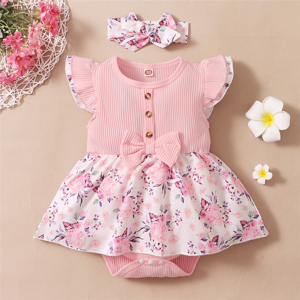 Baby Clothing Brand - Детское летнее платье-комбинезон в рубчик, с