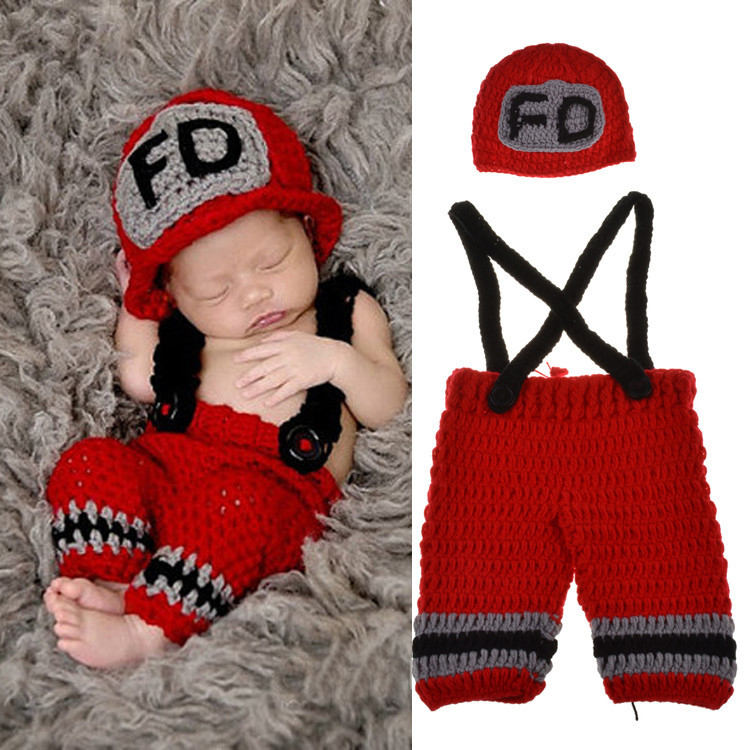 Baby Clothing Boy - Вязаный крючком костюм пожарного для новорожденных